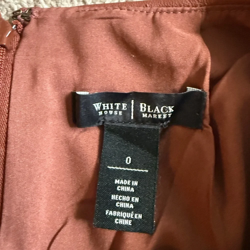 White House Black Market Brown Leather Pencil Skirt